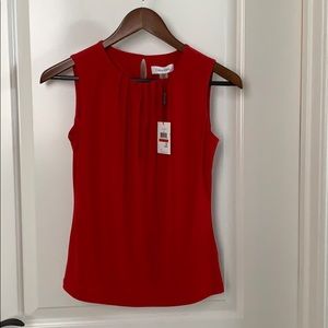 Calvin Klein Red Sleeveless Blouse SZ PXS